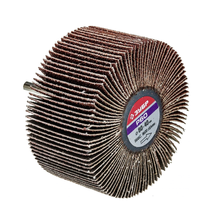 Диск шлифовальный лепестковый Зубр 80х40х6 мм P60 на шпильке – №1