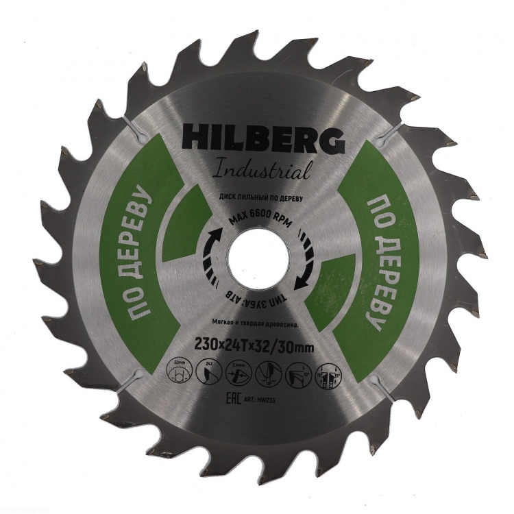 Диск пильный Hilberg Industrial Дерево 230х32/30 мм 24T – №1