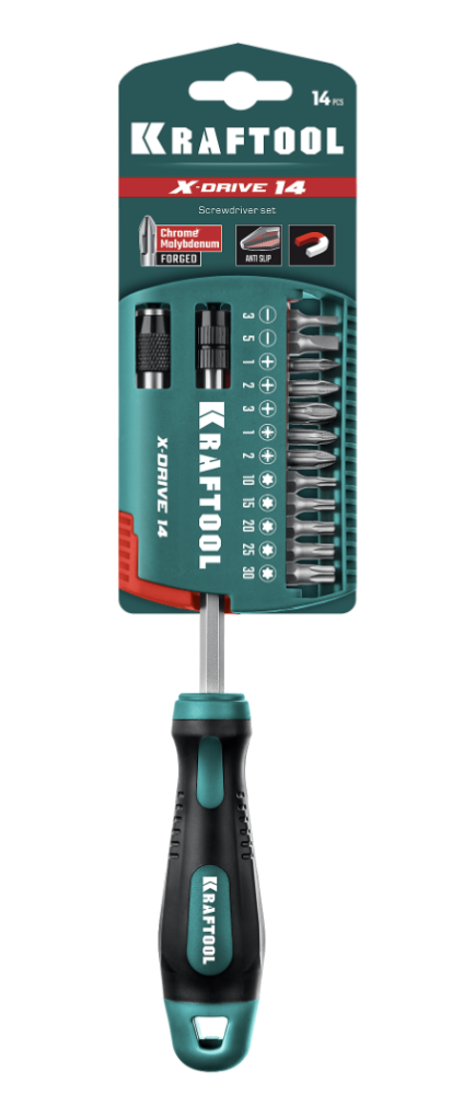 Отвертка с насадками Kraftool X-Drive-14 (25814) – №1