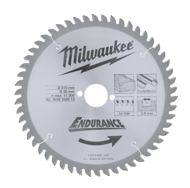 Диск пильный Milwaukee 210х30 мм 54T по дереву – №1