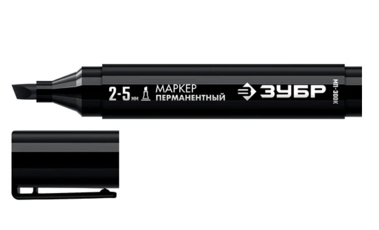 Маркер перманетный Зубр 2-5 мм, черный клиновидный – №1