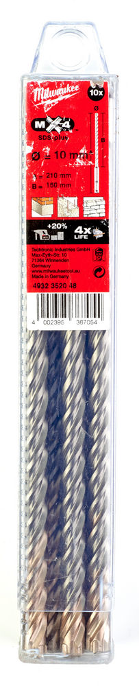 Бур крестовой SDS+ Milwaukee MX4 10х210/150 мм – фото №1 Бур крестовой SDS+ Milwaukee MX4 10х210/150 мм – №1