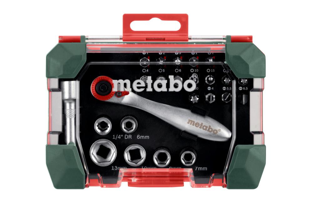Набор бит и головок с ключом-трещоткой Metabo (26 шт) – фото №1 Набор бит и головок с ключом-трещоткой Metabo (26 шт) – №1
