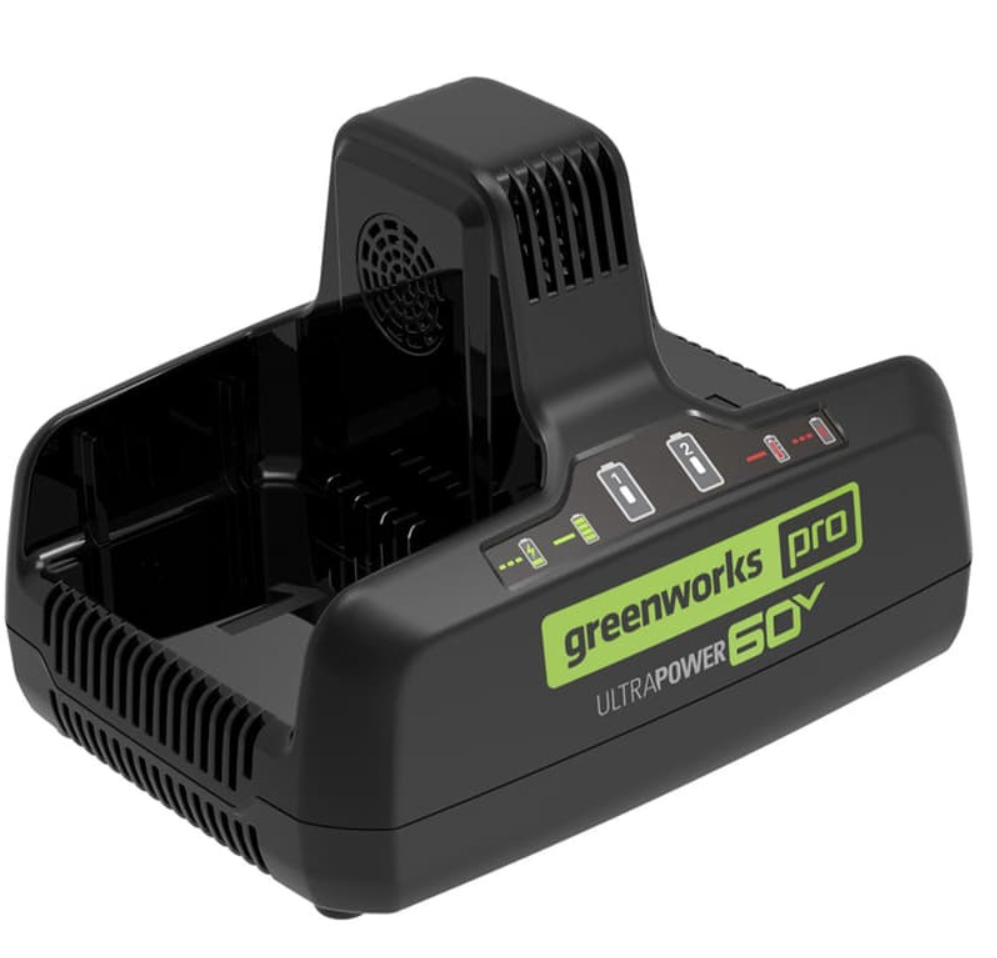 Зарядное устройство Greenworks G60DC10 60V для двух аккумуляторов 2954407 – фото №1 Зарядное устройство Greenworks G60DC10 60V для двух аккумуляторов 2954407 – №1
