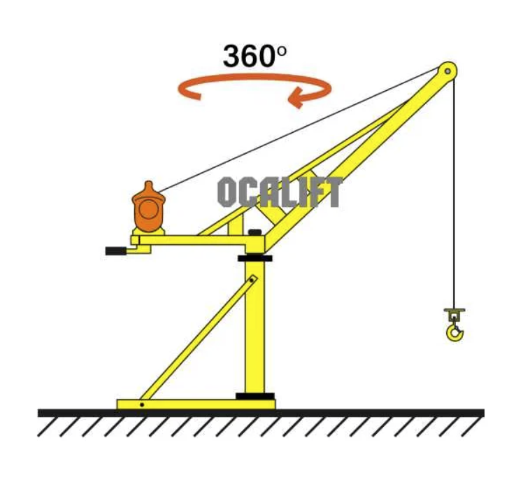 Строительный мини кран Ocalift Кадет поворотный, со стрелой с лебёдкой TSA 500 кг 40 м 220В – №2