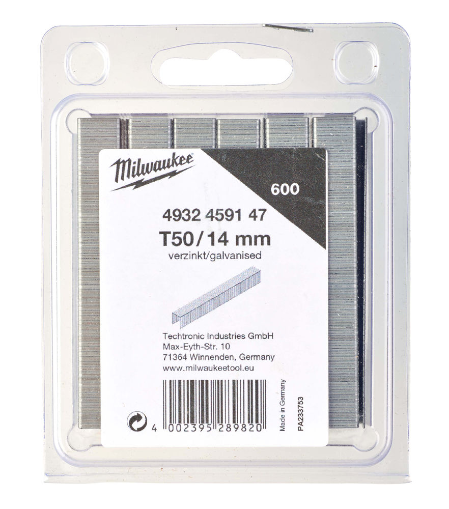 Скобы для степлера Milwaukee T50/14 мм (600 шт) – фото №1 Скобы для степлера Milwaukee T50/14 мм (600 шт) – №1