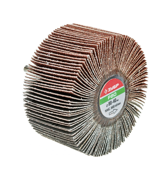 Диск шлифовальный лепестковый Зубр 80х40х6 мм P80 на шпильке – №1