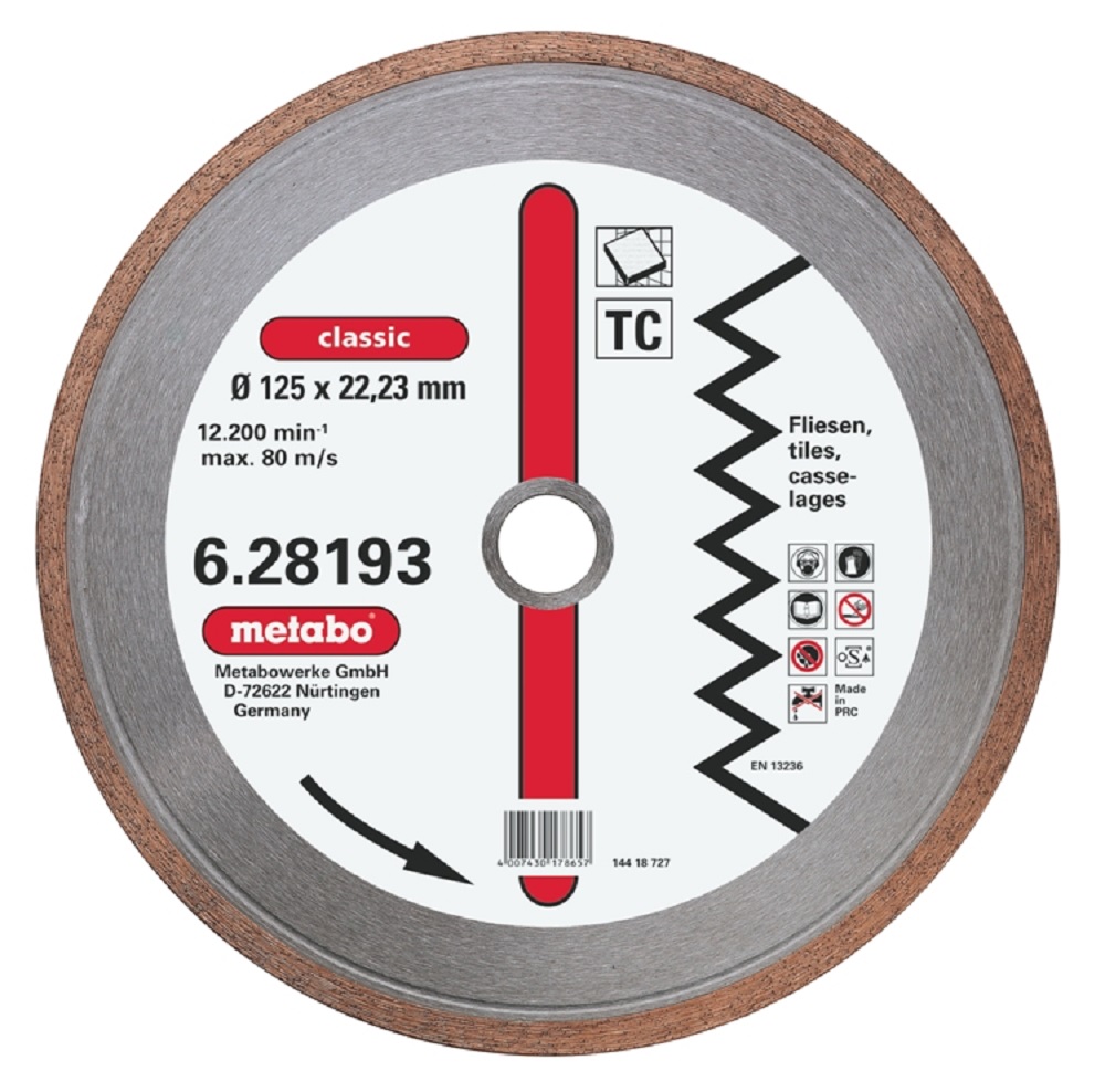 Диск алмазный Metabo Classic125х22,2 мм – фото №1 Диск алмазный Metabo Classic125х22,2 мм – №1