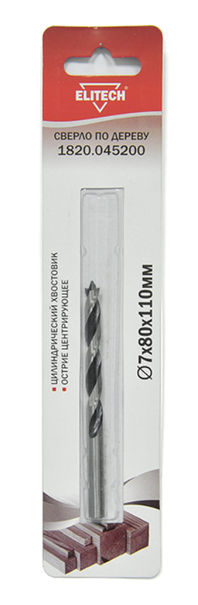 Сверло по дереву Elitech 7х80х110 мм – №1