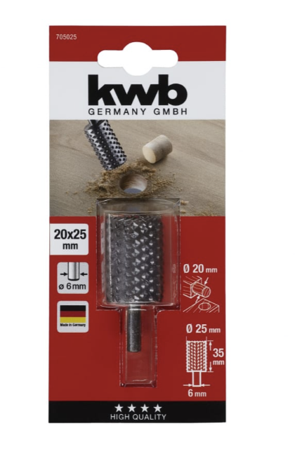 Бор-фреза по дереву KWB 20х25мм с хвостовиком 6 мм – №1