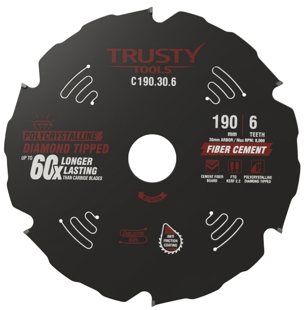Диск пильный Trusty-Tools 190x30 мм 6T по фиброцементу – №1