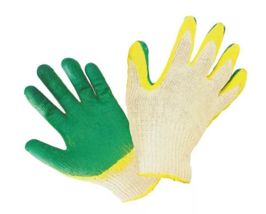 Перчатки ЛидерТекс трикотажные с двойным обливом, зеленые/красные – №1