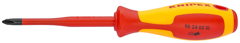 Отвертка крестовая Knipex VDE PH2 х 100 мм диэлектрическая – фото №1 Отвертка крестовая Knipex VDE PH2 х 100 мм диэлектрическая – №1