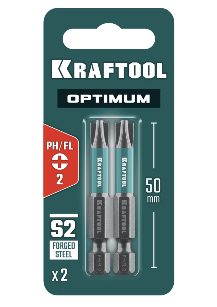Бита Kraftool Optimum PH2/FL 50 мм (2 шт) – №1