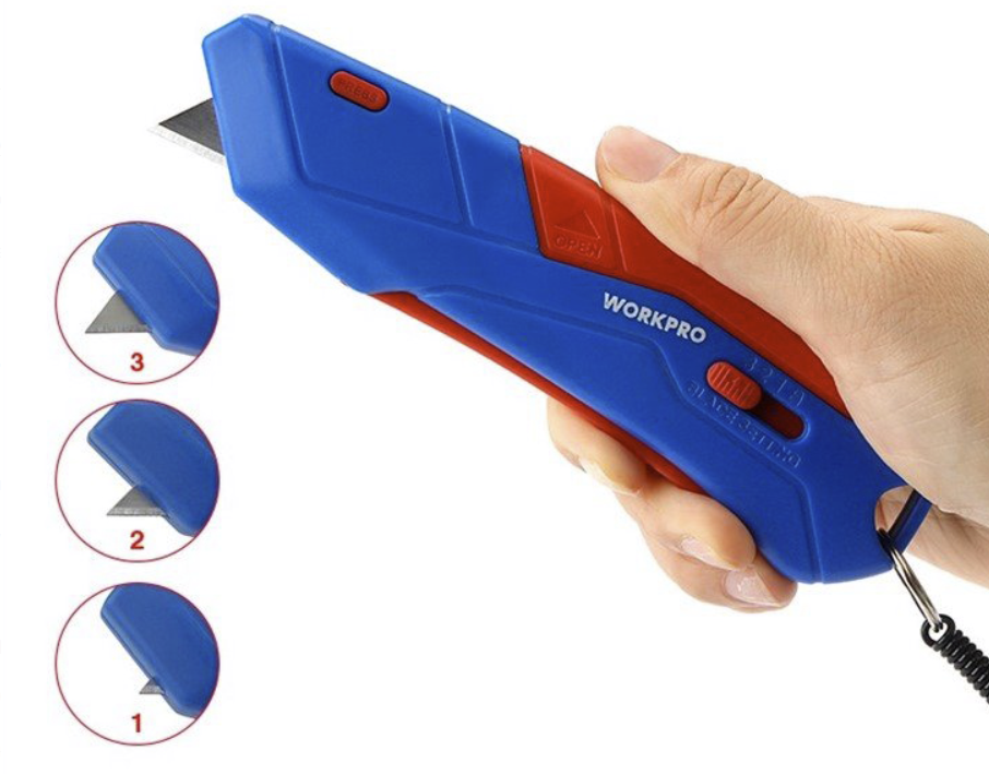 Нож автоматический WORKPRO с чехлом (WP213010) – №1