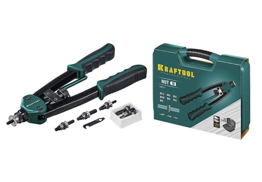Заклепочник Kraftool NUT-12 М3 - М12 резьбовой двуручный в кейсе – фото №1 Заклепочник Kraftool NUT-12 М3 - М12 резьбовой двуручный в кейсе – №1