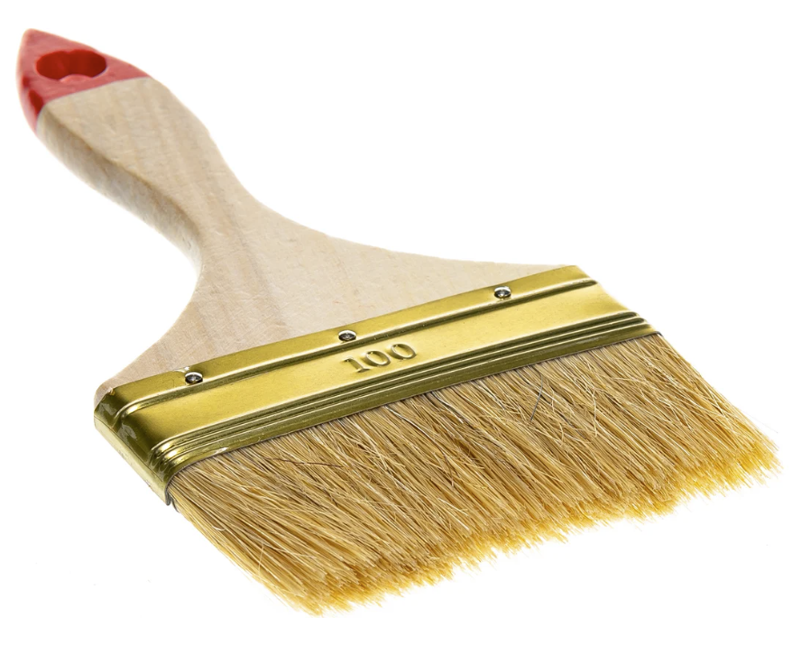 Кисть малярная Зубр Универсал 100 мм плоская, светлая натуральная щетина – №1