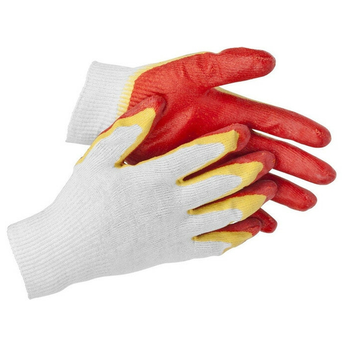 Перчатки ЛидерТекс трикотажные с двойным обливом, зеленые/красные – №1