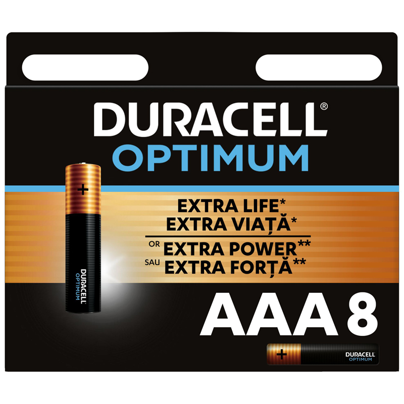 Батарейки Duracell Optimum AAA LR03 алкалиновые (8 шт) – №1