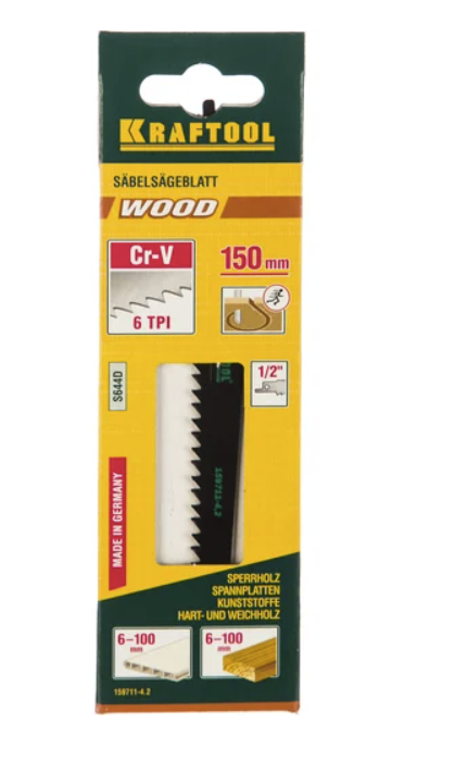 Полотно для сабельной пилы Kraftool S644D 150 мм по дереву – №1