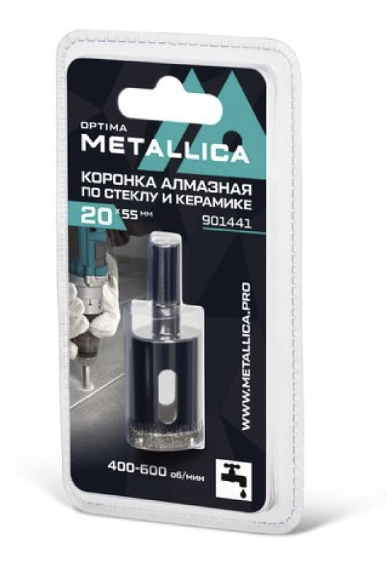Коронка алмазная Metallica Optima 20x55 мм #80 по стеклу/плитке – №1