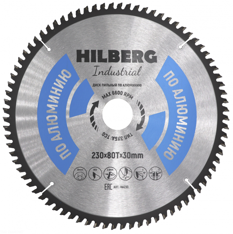 Диск пильный Hilberg Industrial Алюминий 230х30 мм 80T – фото №1 Диск пильный Hilberg Industrial Алюминий 230х30 мм 80T – №1