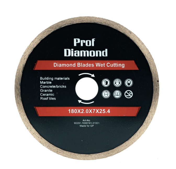 Диск алмазный Prof Diamond 180х2,0х25,4 мм сплошной – фото №1 Диск алмазный Prof Diamond 180х2,0х25,4 мм сплошной – №1