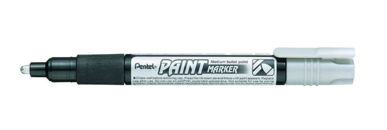 Маркер перманентный Pentel Paint 4,6 мм, серебристый – фото №1 Маркер перманентный Pentel Paint 4,6 мм, серебристый – №1
