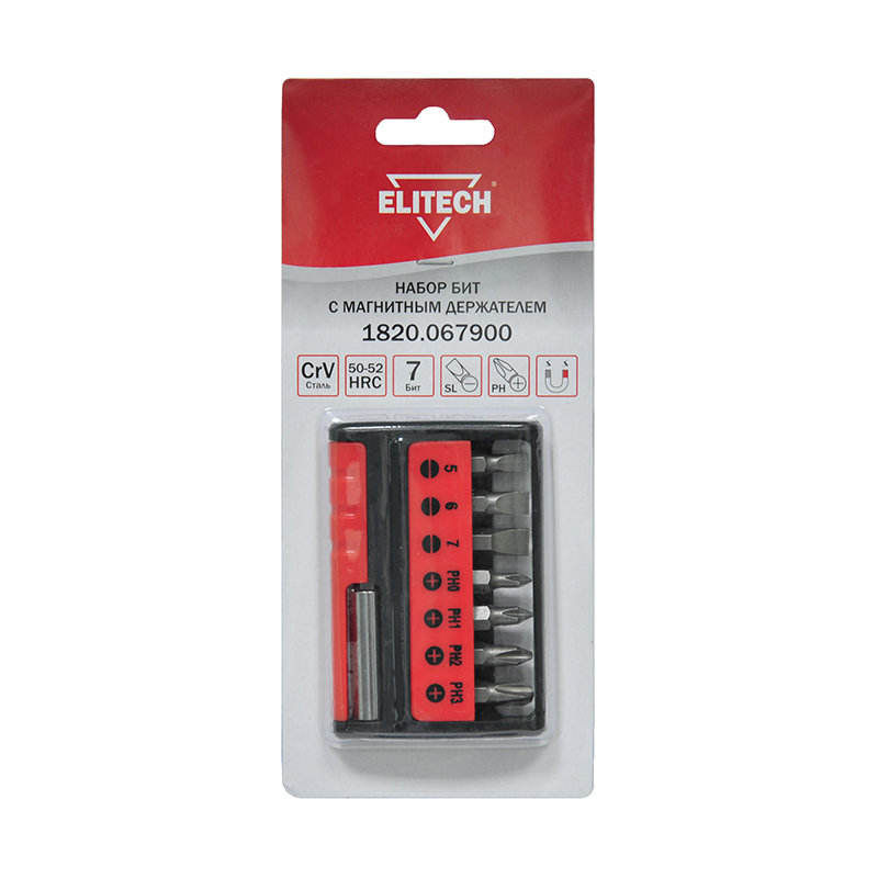 Набор бит Elitech с магнитным держателем (7 шт) – №1