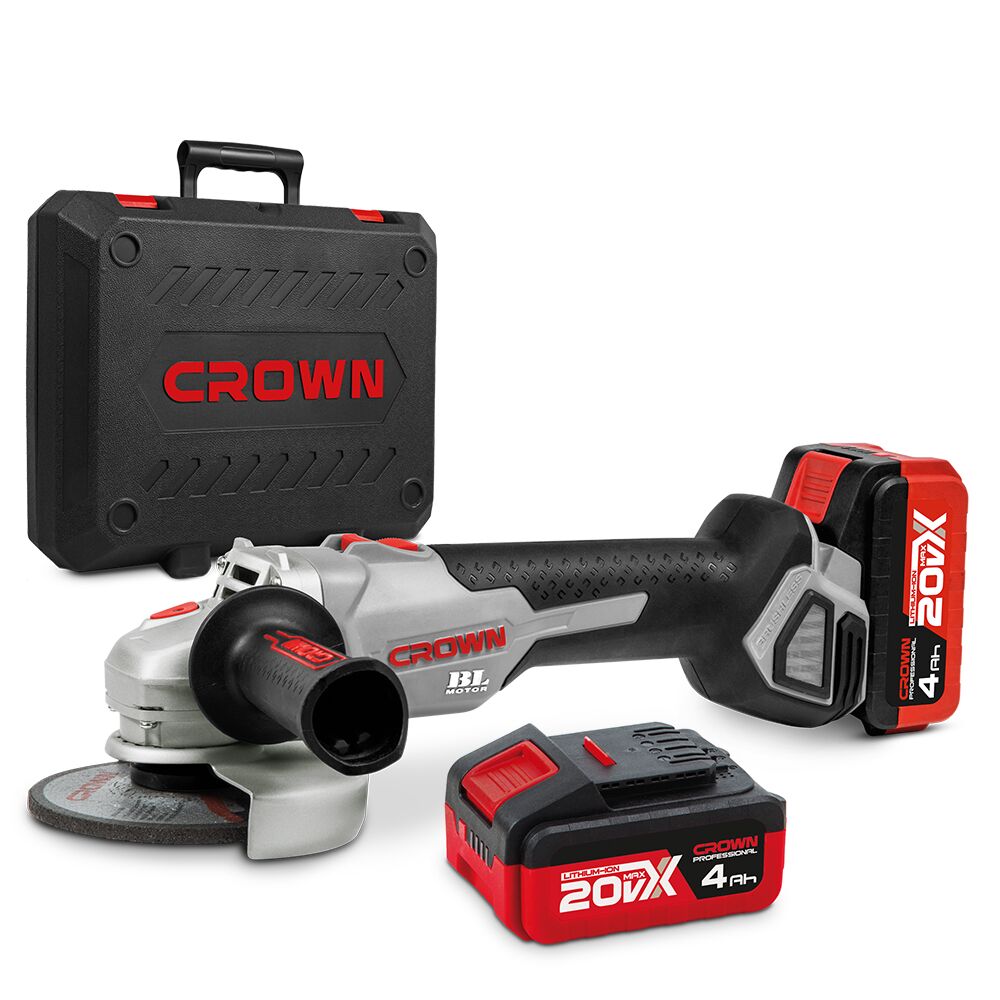 Аккумуляторная УШМ Crown CT23001-125HX-4 BMC (2х4,0 Ач) – фото №1 Аккумуляторная УШМ Crown CT23001-125HX-4 BMC (2х4,0 Ач) – №1
