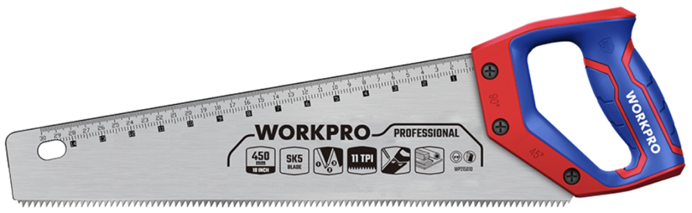 Ножовка по дереву WORKPRO 450 мм 7TPI (WP215006) – №1