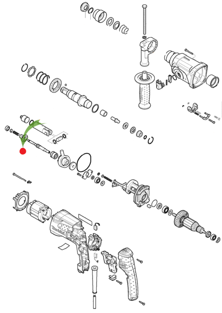 Шестерня вала Makita для перфораторов HR2450/ 2470 (010069(865) – №1