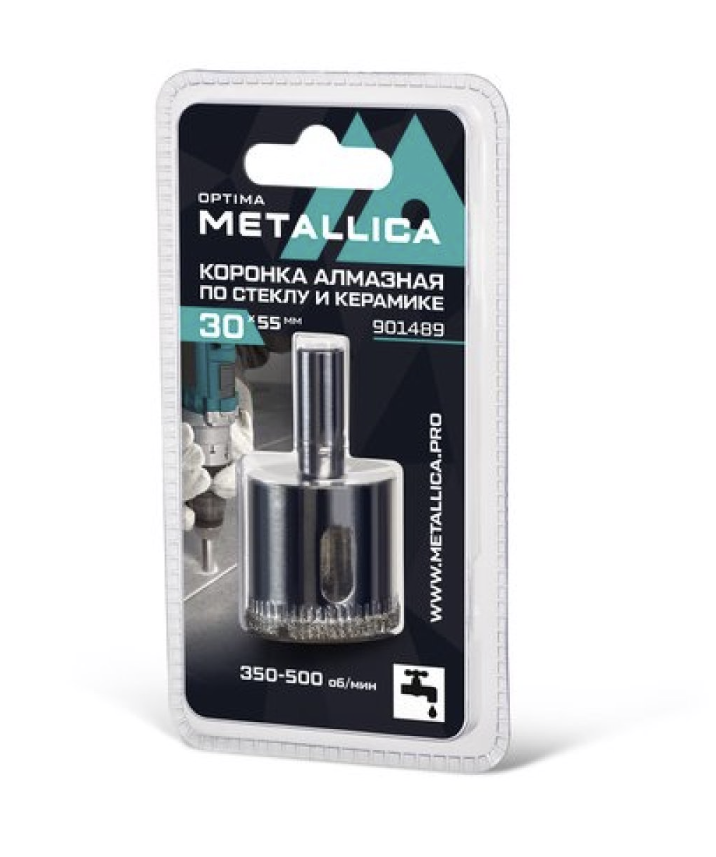 Коронка алмазная Metallica Optima 30x55 мм #80 по стеклу/плитке – фото №1 Коронка алмазная Metallica Optima 30x55 мм #80 по стеклу/плитке – №1