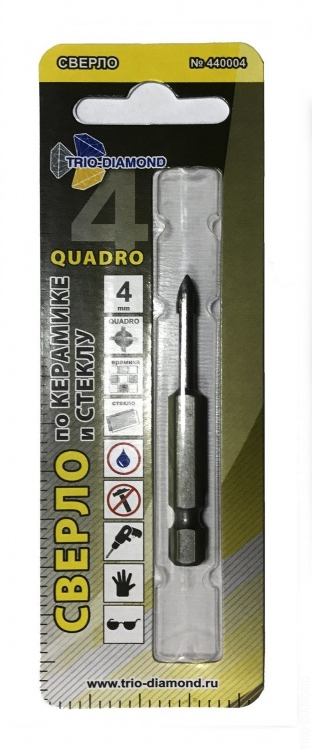 Сверло по керамике и стеклу Trio Diamond Quadro 4 мм – фото №1 Сверло по керамике и стеклу Trio Diamond Quadro 4 мм – №1